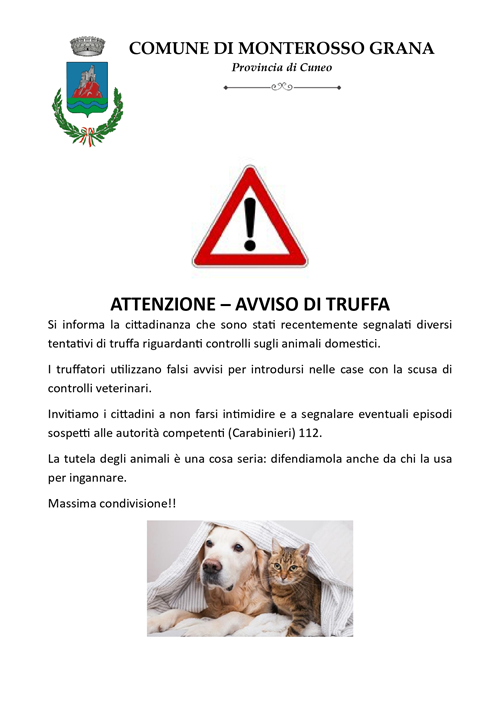 Avviso di truffa