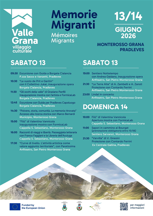 A Monterosso Grana e Pradleves la due giorni â€œValle Grana Cultural Villageâ€ tra arte, comunità e nuove connessioni